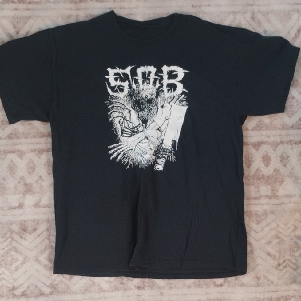 Vintage Men's Black Graphic Band Tee with White Front Artwork - Picture 1 of 2